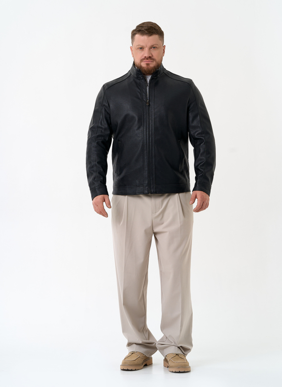 Мужская куртка из эко кожи черного цвета