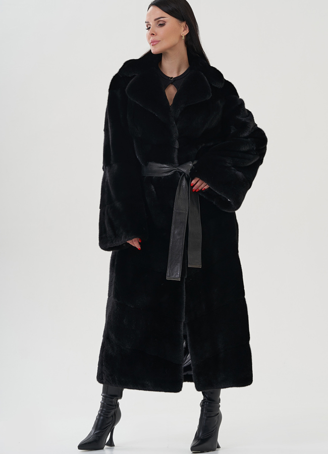 Шуба из аукционного меха норки модель № 81370 меха малина