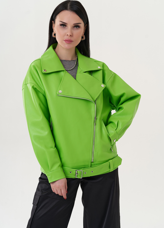 Куртка из эко кожи зеленого цвета модель № 26790 в кредит