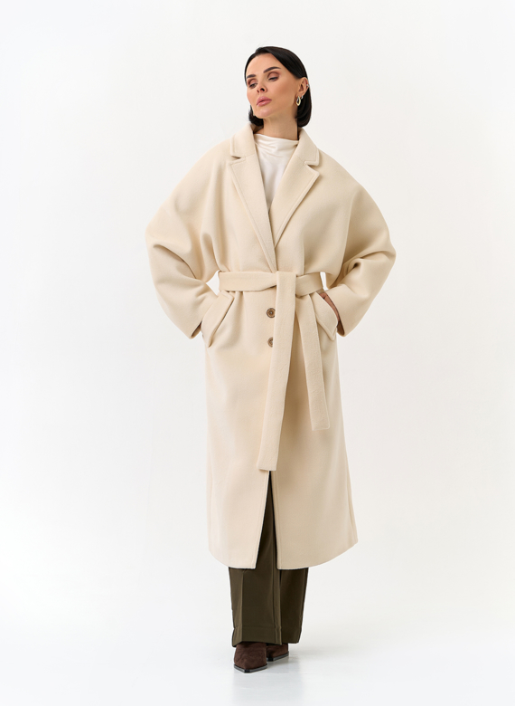 Женское свободное пальто с поясом