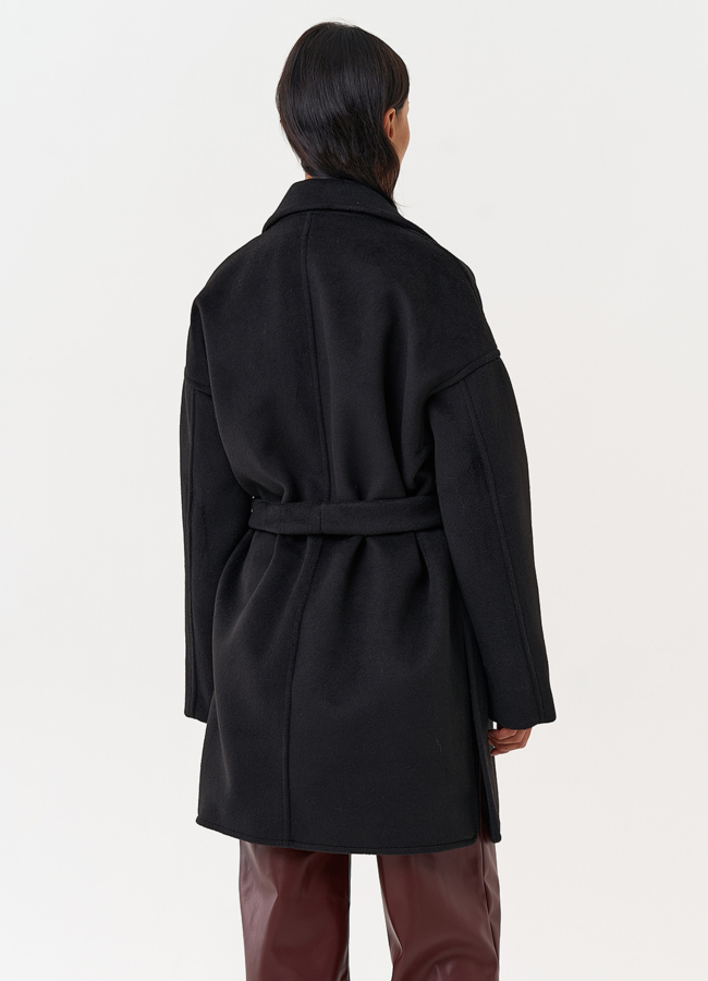 фото Женское пальто черного цвета модель № 31212