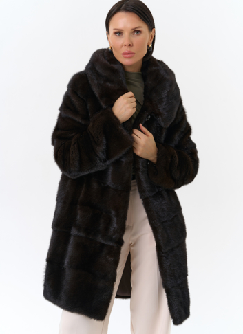Норковая шуба с капюшоном