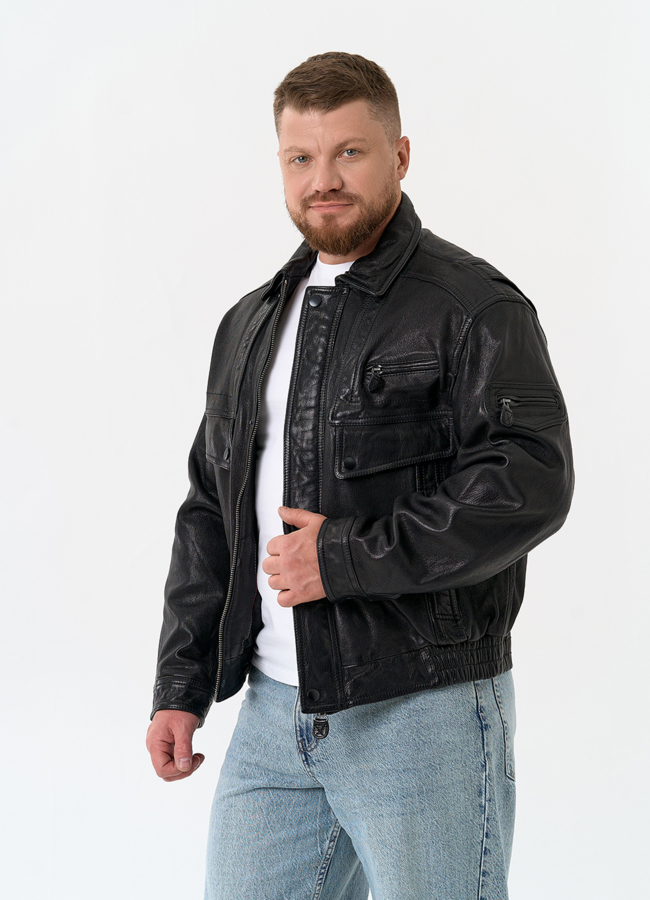 Мужская куртка бомбер из натуральной кожи модель № 32898 универмаг малина