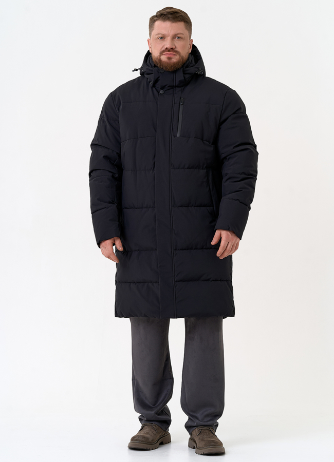 Удлиненный мужской пуховик с капюшоном модель № 31462 в кредит