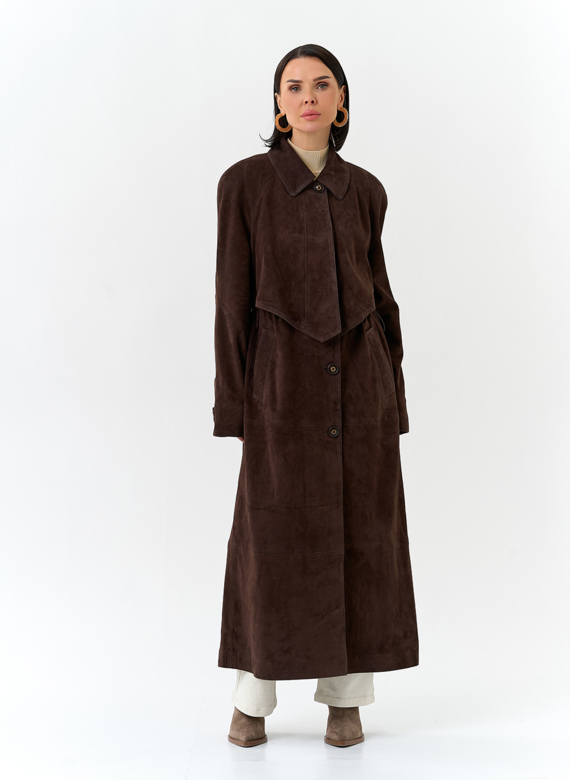 Женский плащ из натуральной замши