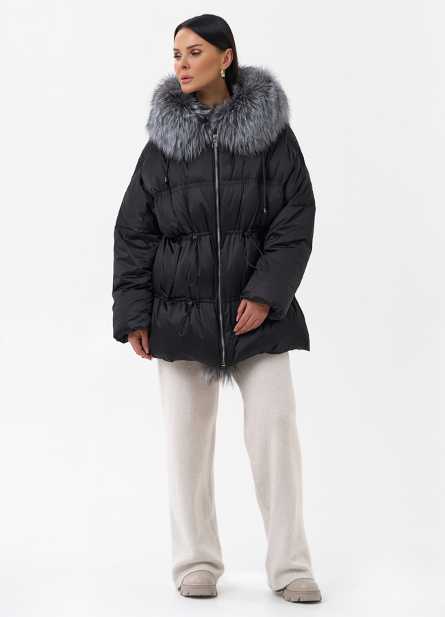 Пуховик с отделкой из меха чернобурки модель № 26227 в рассрочку