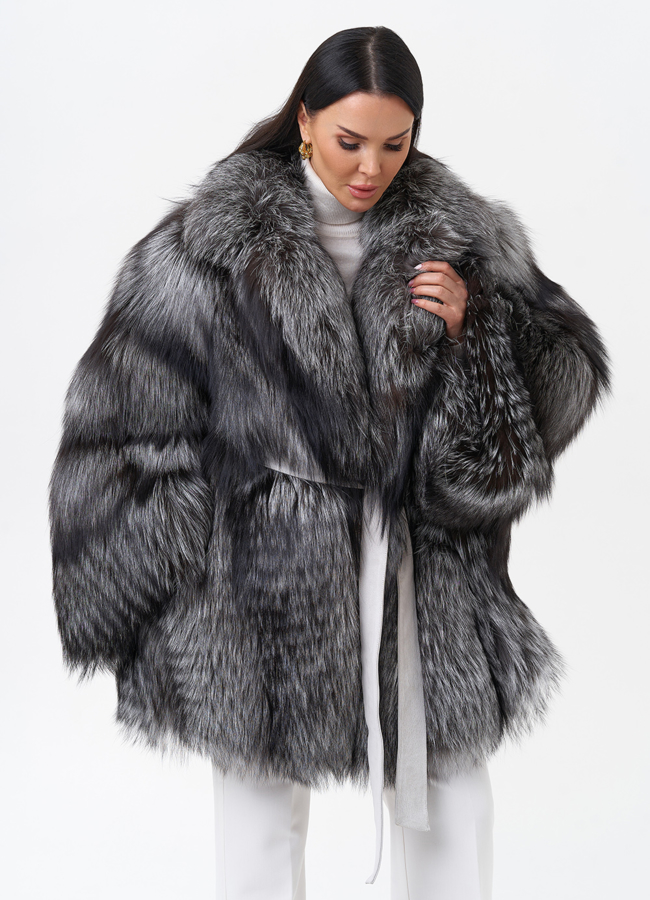 Шуба из чернобурой лисы модель № 29467 универмаг малина