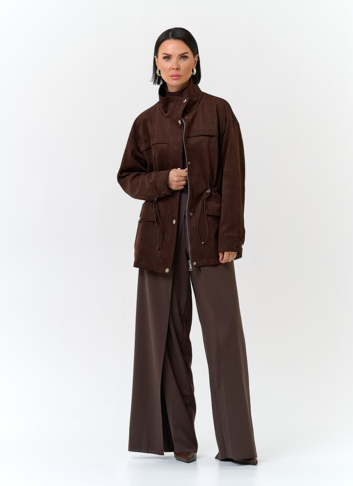 Женская куртка парка из эко замши 