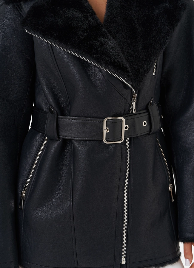 Эко дубленка с английским воротником модель № 27758 универмаг малина