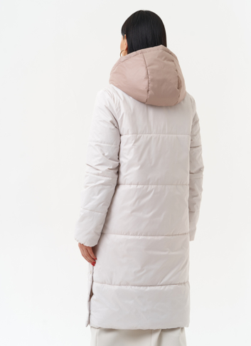 Женское утепленное полупальто с капюшоном