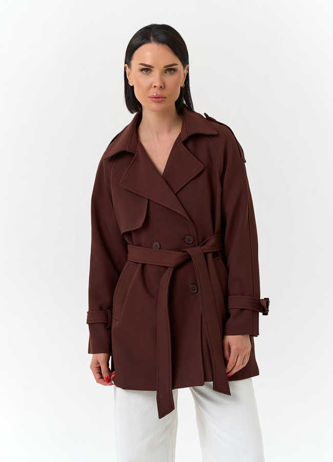 Женский укороченный плащ модель № 33094 в кредит