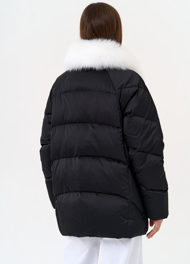 Женский пуховик с отделкой из меха песца модель № 31447 в кредит