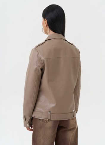 Куртка косуха из эко кожи бежевого цвета