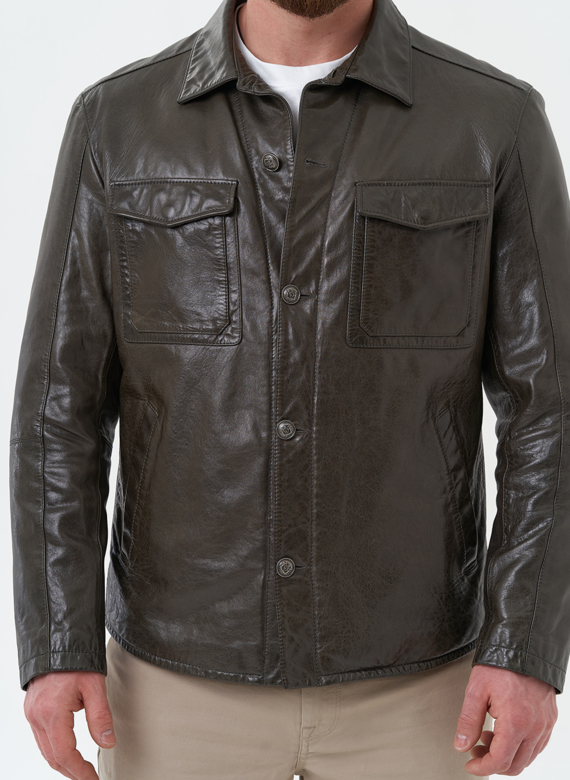 Мужская куртка "рубашка" из натуральной кожи