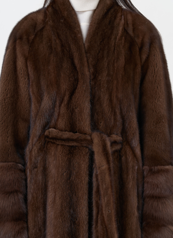 Шуба из скандинавской норки с куницей