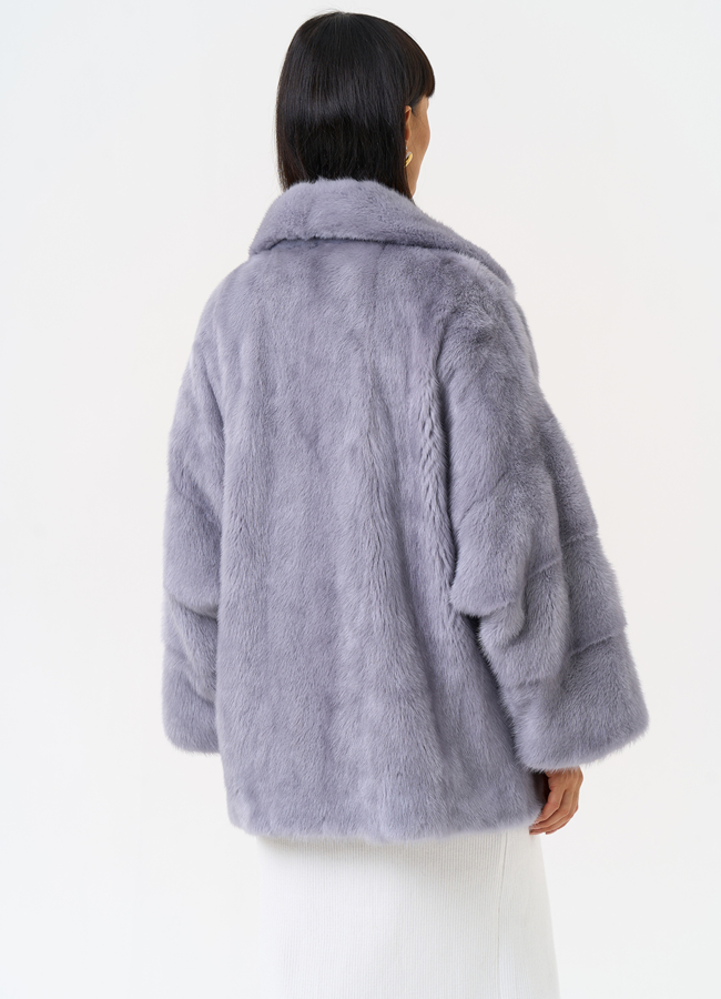 Куртка из меха норки с английским воротником модель № 26082 в кредит