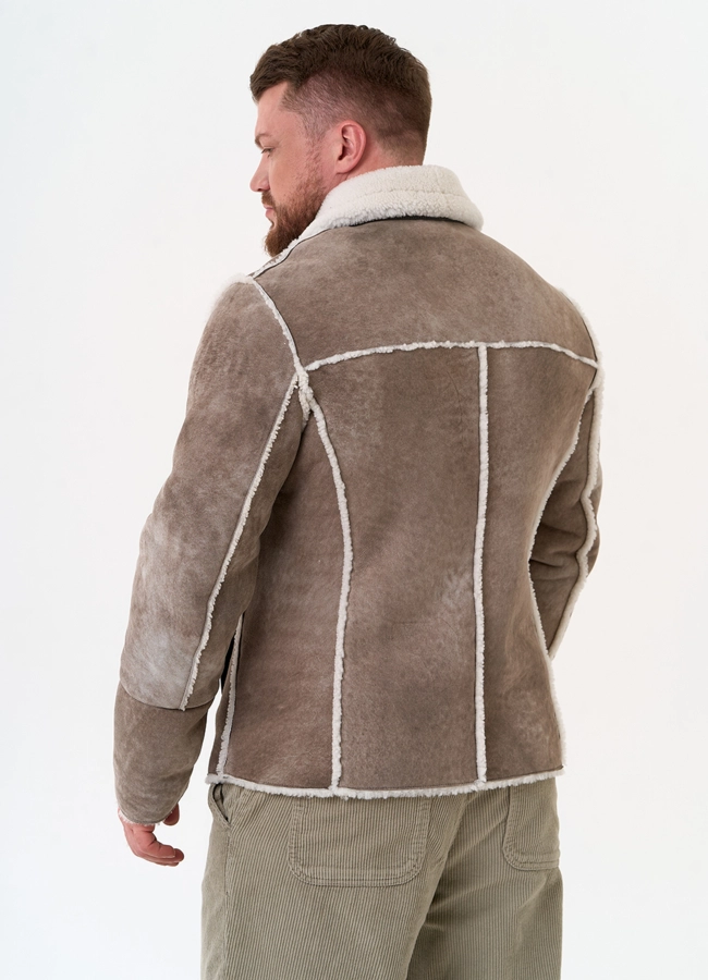 Светлая мужская дубленка модель № 28913 в кредит