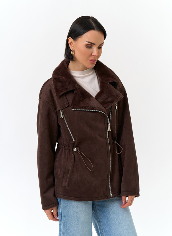 Женская дубленка из эко замши