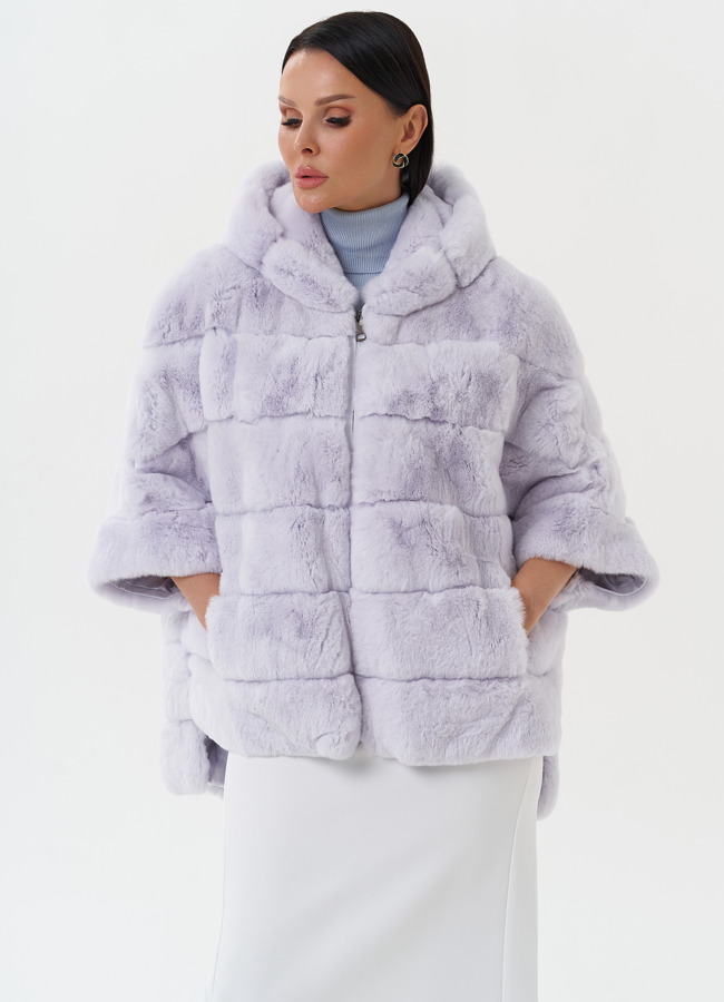 Шуба из меха кролика модель № 27819 меха малина