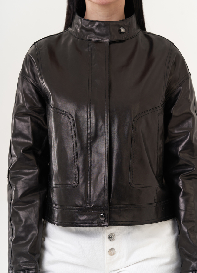 Куртка из натуральной кожи черного цвета модель № 26888 универмаг малина