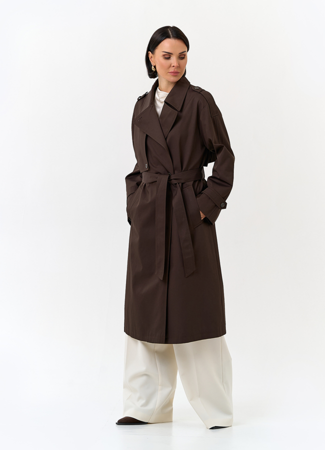 Женский плащ с поясом модель № 32820 универмаг малина