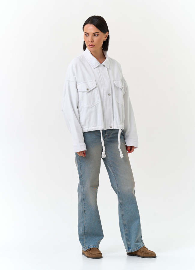 Женская объемная джинсовая куртка  модель № 33125 в кредит