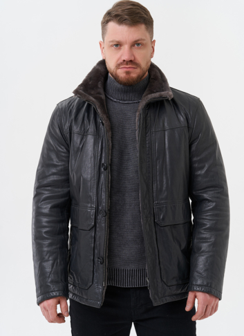 Куртка из натуральной кожи с отделкой из мутона