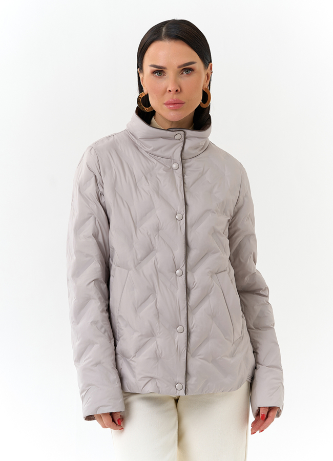 Женская куртка с воротником стойкой модель № 32667 меха малина