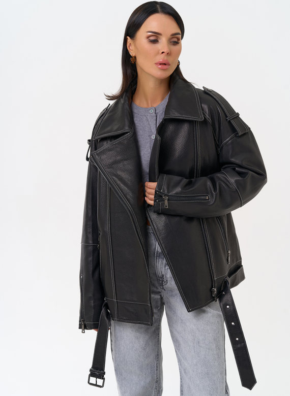 Куртка из натуральной кожи с капюшоном