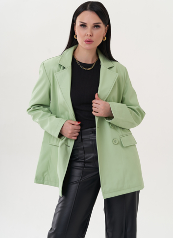 Пиджак из эко кожи с английским воротником