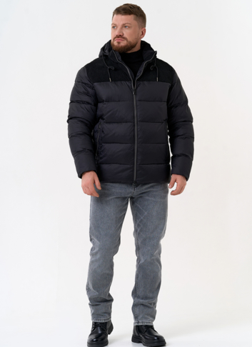 Мужской пуховик с отделкой из вельвета