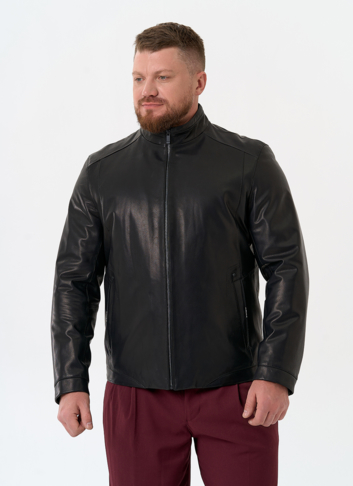 Мужская куртка из натуральной кожи черного цвета