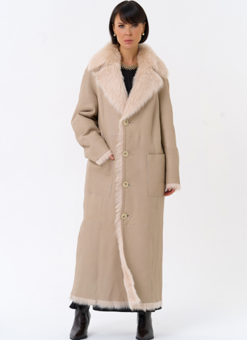 Женская двухсторонняя дубленка с поясом