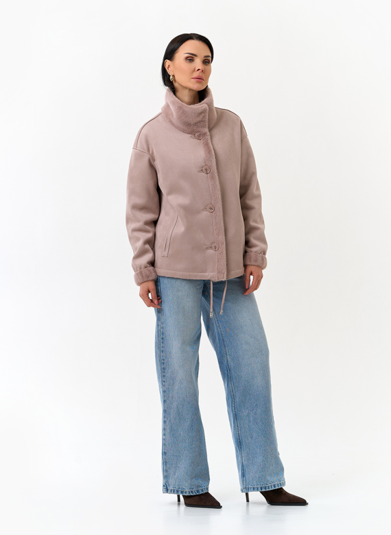 Женская двухсторонняя дубленка из эко замши