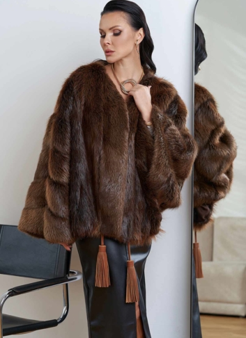 Шуба "болеро" из меха канадского бобра