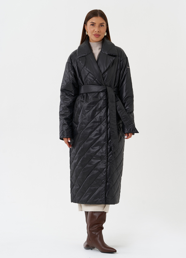 Стеганый пуховик с английским воротником модель № 28439 в кредит